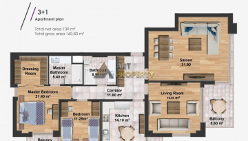 Апартаменты 2+1 и 3+1 в новом доме в самом центре Алании, 118-427 м2 - Ракурс 5