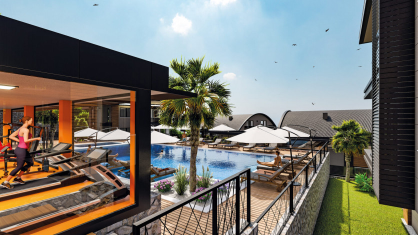 Роскошные видовые апартаменты планировки 4+1, 220м2 в комплексе вилл премиум класса в районе Тепе - Ракурс 16