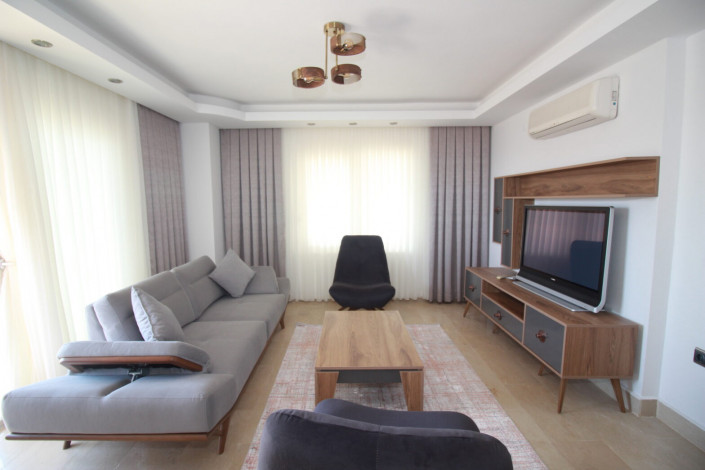 Меблированная квартира планировки 2+1, 110м2 с видом на горы и Средиземное море в районе Джикджилли - Ракурс 20