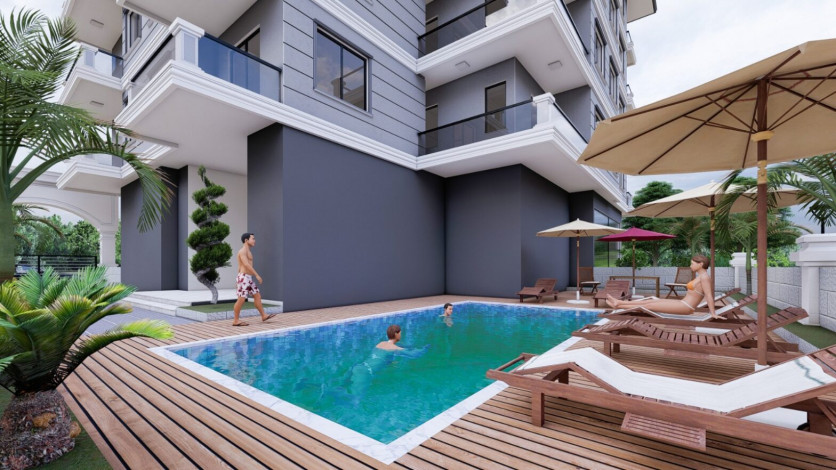 Новый инвестиционный проект с апартаментами планировок 1+1, 2+1, 4+1  в самом сердце города Аланья - Ракурс 11