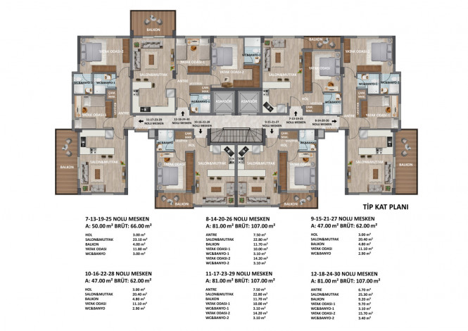 Старт нового проекта с квартирами 1+1, 2+1 и 3+1 в районе Газипаша, Аланья - Ракурс 15