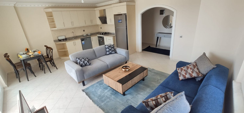 Меблированная квартира планировки 2+1, 110м2 с видом на море и крепость, район Махмутлар - Ракурс 11