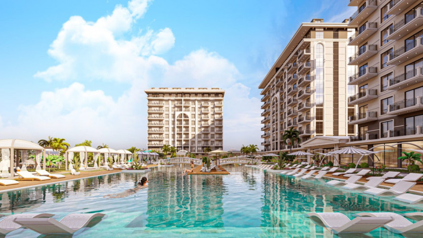 Роскошный проект с апартаментами 1+1, 2+1, 3+1 и 4+1 с инфраструктурой отеля 5* в районе Демирташ - Ракурс 3