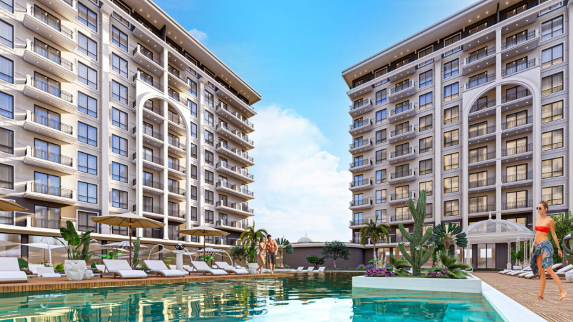 Роскошный проект с апартаментами 1+1, 2+1, 3+1 и 4+1 с инфраструктурой отеля 5* в районе Демирташ - Ракурс 4