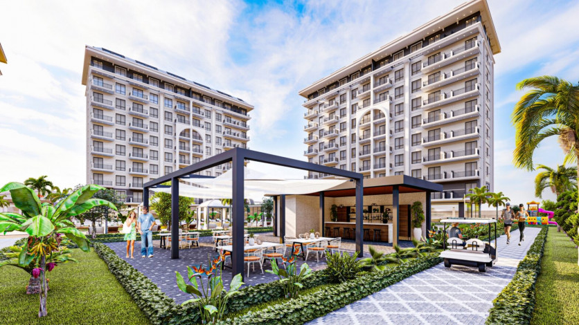 Роскошный проект с апартаментами 1+1, 2+1, 3+1 и 4+1 с инфраструктурой отеля 5* в районе Демирташ - Ракурс 7