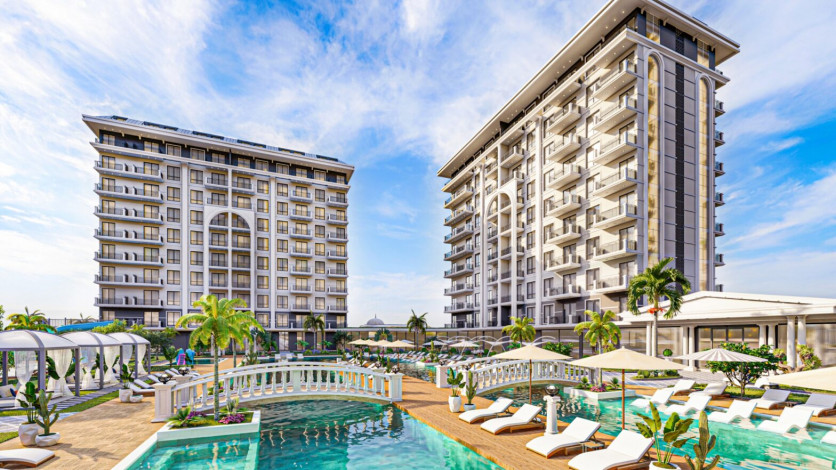 Роскошный проект с апартаментами 1+1, 2+1, 3+1 и 4+1 с инфраструктурой отеля 5* в районе Демирташ - Ракурс 10