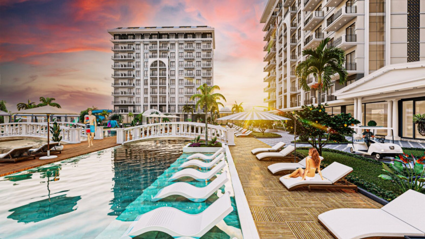 Роскошный проект с апартаментами 1+1, 2+1, 3+1 и 4+1 с инфраструктурой отеля 5* в районе Демирташ - Ракурс 16