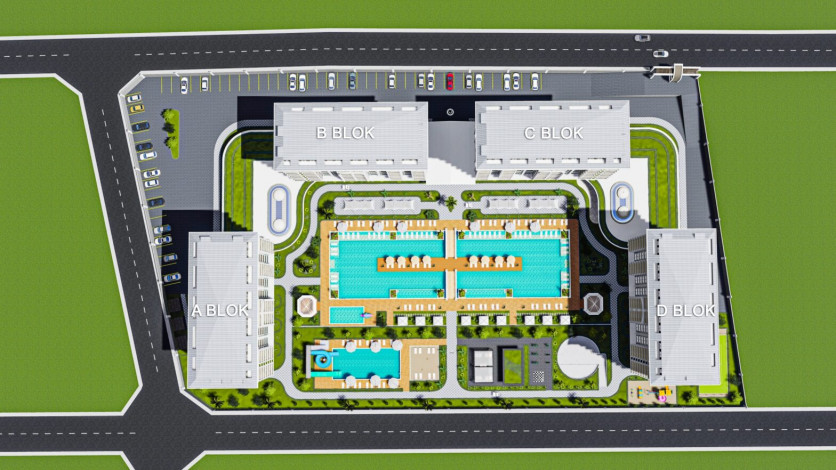 Роскошный проект с апартаментами 1+1, 2+1, 3+1 и 4+1 с инфраструктурой отеля 5* в районе Демирташ - Ракурс 20