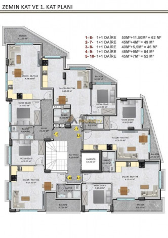 Новый инвестиционный проект рядом с морем в центре Аланьи, 46-62 м2 - Ракурс 8