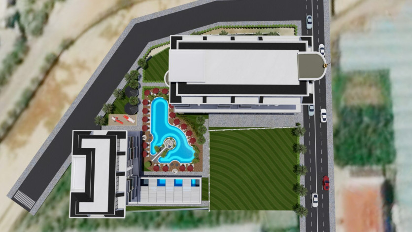 Новый инвестиционный проект с квартирами 1+1, 2+1, 3+1 в районе Каргыджак - Ракурс 16