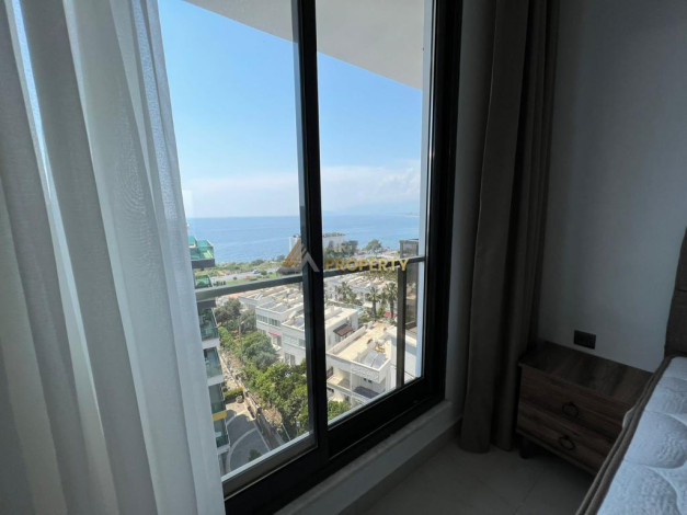 Меблированная квартира планировки 1+1, 55м2 с видом на море и крепость Алании, район Каргыджак - Ракурс 2