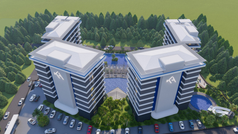 Шикарный инвестиционный проект с апартаментами 1+1, 2+1, 3+1, 4+1 и 5+1 в районе Окуджалар - Ракурс 3