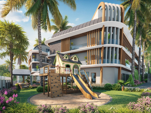 Элитный проект с апартаментами 1+1, 2+1, 4+1  на побережье Средиземного моря, район Авсаллар - Ракурс 31