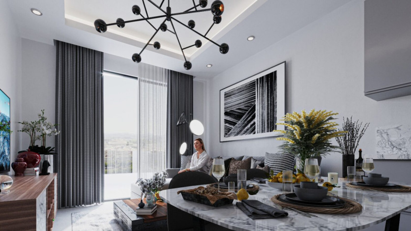 Квартира планировки 1+1, 43м2 в жилом комплексе на стадии строительства, район Авсаллар - Ракурс 20