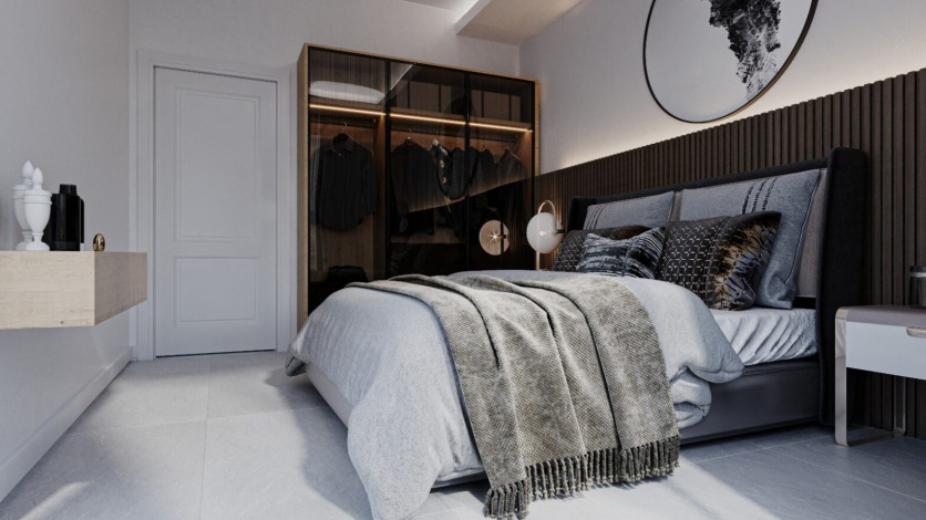 Квартира планировки 1+1, 43м2 в жилом комплексе на стадии строительства, район Авсаллар - Ракурс 24