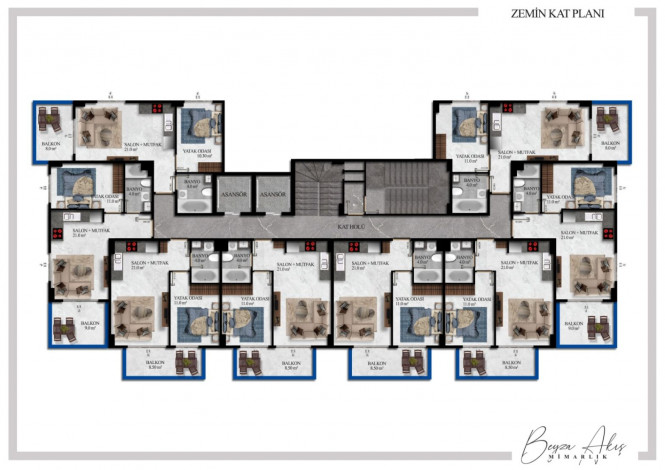 Новый жилой комплекс с апартаментами 1+1 и 2+1 в районе Авсаллар - Ракурс 9