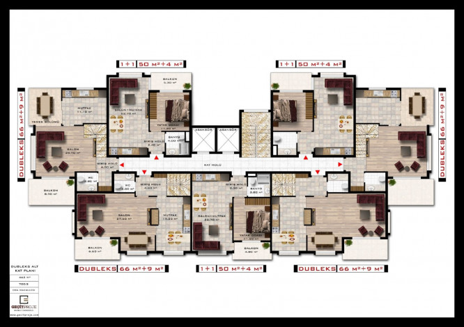 Новый проект малоэтажного комплекса с большой территорией в престижном районе Оба, 54-117 м2 - Ракурс 9