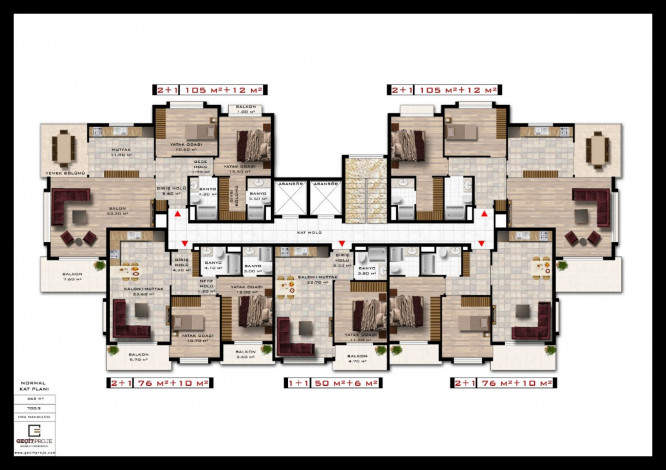 Новый проект малоэтажного комплекса с большой территорией в престижном районе Оба, 54-117 м2 - Ракурс 10