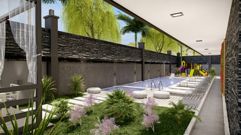 Квартира 1+1 в Махмутларе на завершающем этапе строительства по цене ниже застройщика, 56 м2 - Ракурс 3