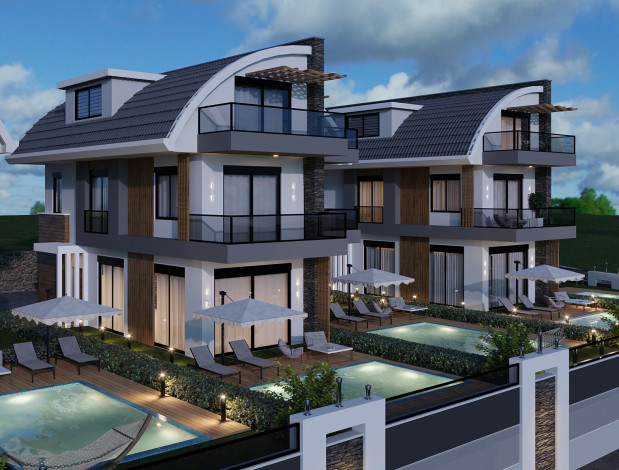 Проект вилл на стадии строительства 4+1, 220м2 в районе Авсаллар - Ракурс 9