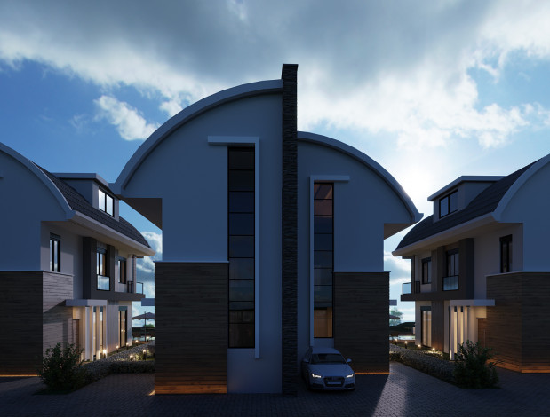 Проект вилл на стадии строительства 4+1, 220м2 в районе Авсаллар - Ракурс 14