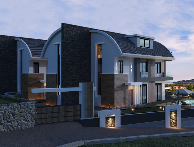 Проект вилл на стадии строительства 4+1, 220м2 в районе Авсаллар - Ракурс 16