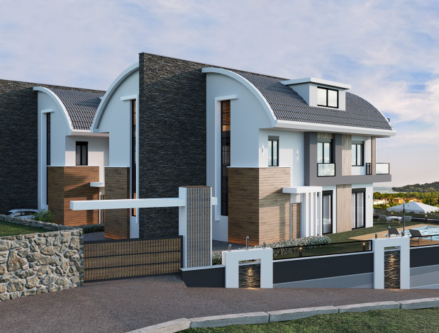 Проект вилл на стадии строительства 4+1, 220м2 в районе Авсаллар - Ракурс 17