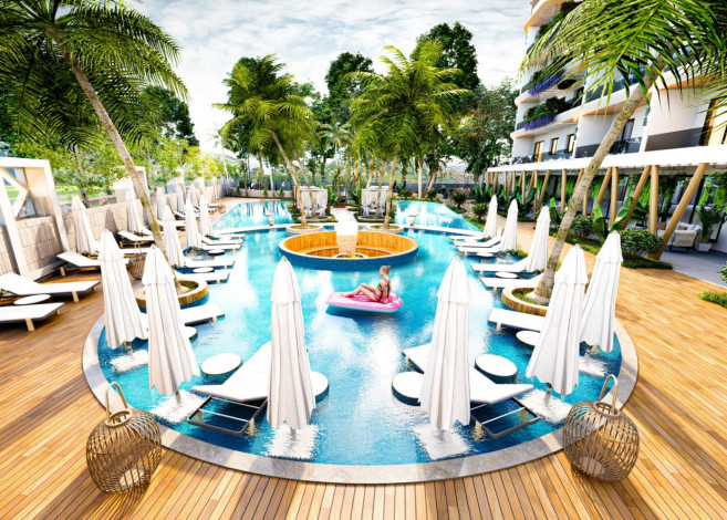 Квартира планировки 1+1, 50м2 в комплексе на стадии строительства, район Авсаллар - Ракурс 7