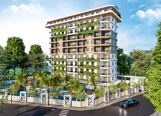 Квартира планировки 1+1, 50м2 в комплексе на стадии строительства, район Авсаллар - Ракурс 34