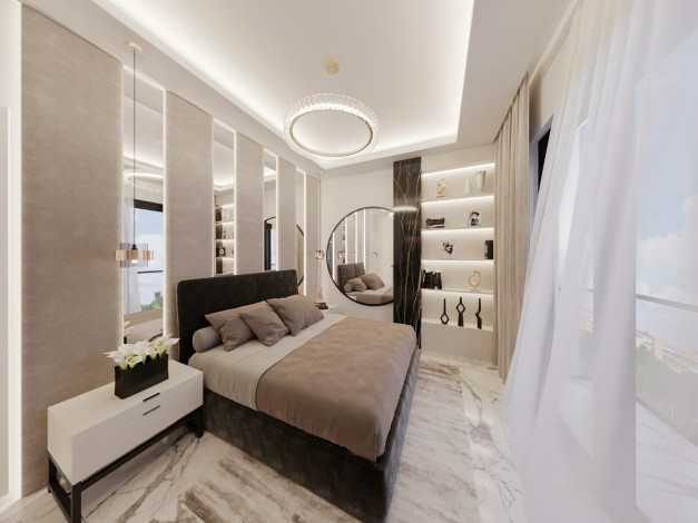 Квартира планировки 1+1, 50м2 в комплексе на стадии строительства, район Авсаллар - Ракурс 36