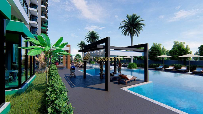 Квартира планировки 1+1, 52м2 в комплексе на стадии строительства, Махмутлар - Ракурс 19