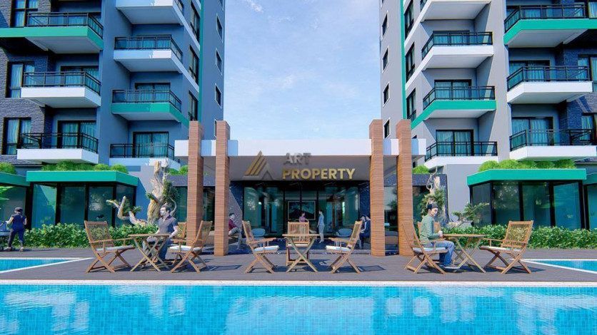 Квартира планировки 1+1, 52м2 в комплексе на стадии строительства, Махмутлар - Ракурс 21