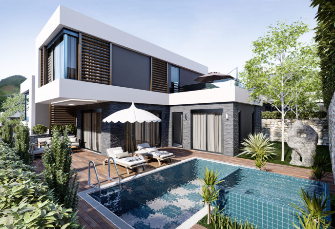 Новый проект вилл 3+1, 150м2 в районе Инжекум, Аланья - Ракурс 3