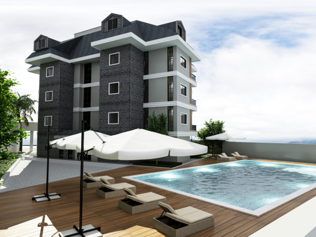 Инвестиционный проект с квартирами планировки 1+1, 2+1 и 3+1 в районе Каргыджак - Ракурс 12