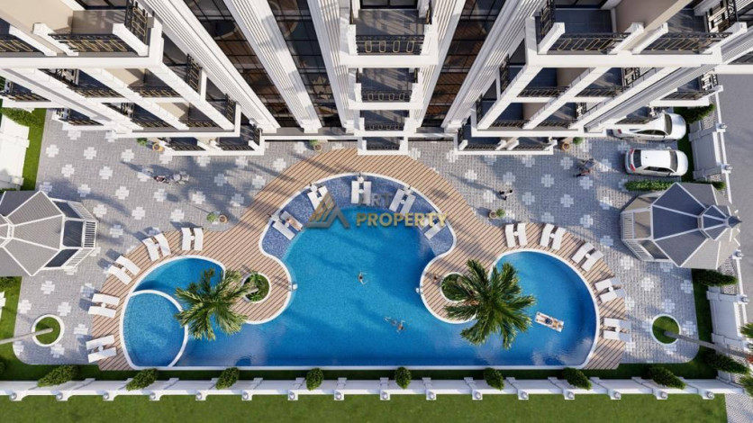 Квартира планировки 1+1, 40м2 в жилом комплексе на стадии строительства, Авсаллар - Ракурс 6