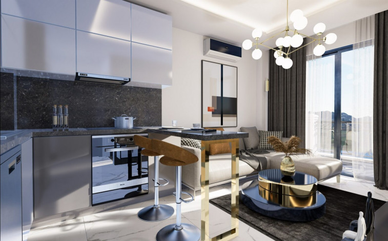 Квартира планировки 1+1, 40м2 в жилом комплексе на стадии строительства, Авсаллар - Ракурс 10