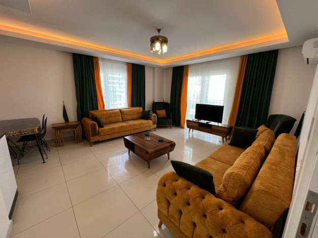 Большая меблированная квартира планировки 1+1, 80м2 с видом на море, Махмутлар - Ракурс 8