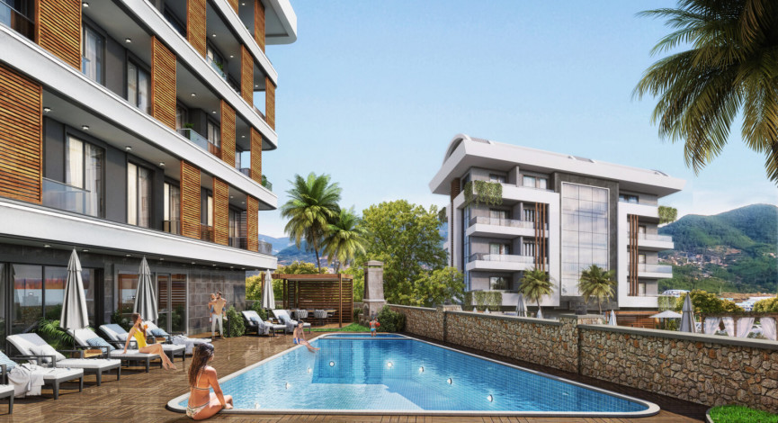 Апартаменты планировки 1+1, 40м2 в жилом комплексе на стадии строительства, район Оба - Ракурс 4