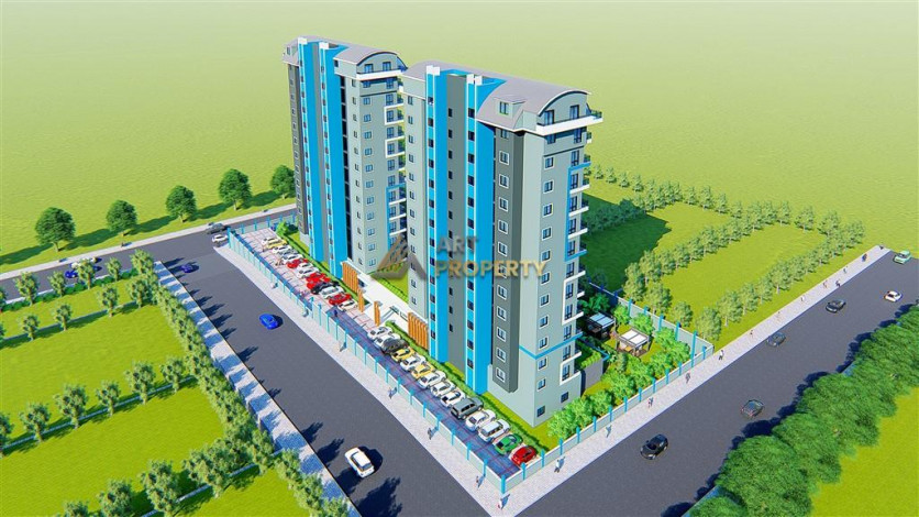 Апартаменты планировки 1+1, 51м2 в ЖК на стадии строительства, район Махмутлар - Ракурс 1
