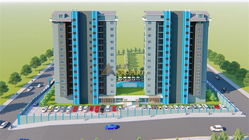 Апартаменты планировки 1+1, 51м2 в ЖК на стадии строительства, район Махмутлар - Ракурс 2