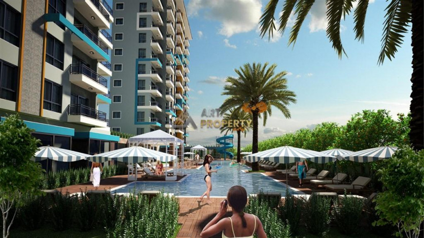 Апартаменты планировки 1+1, 51м2 в ЖК на стадии строительства, район Махмутлар - Ракурс 22