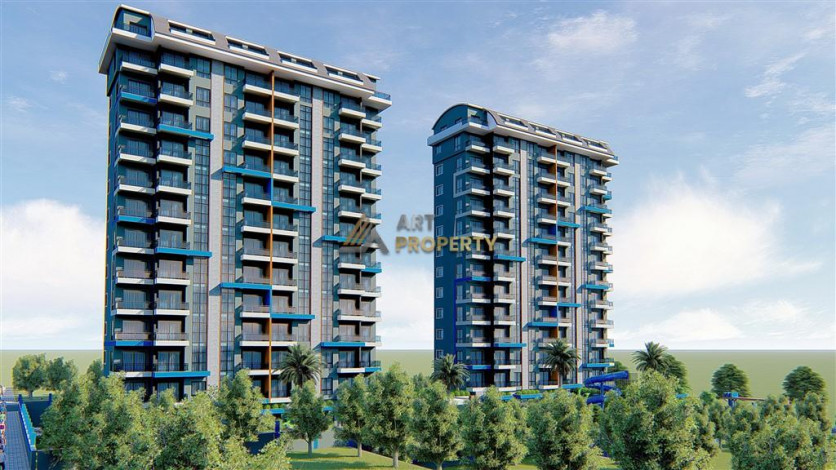 Апартаменты планировки 1+1, 51м2 в ЖК на стадии строительства, район Махмутлар - Ракурс 28