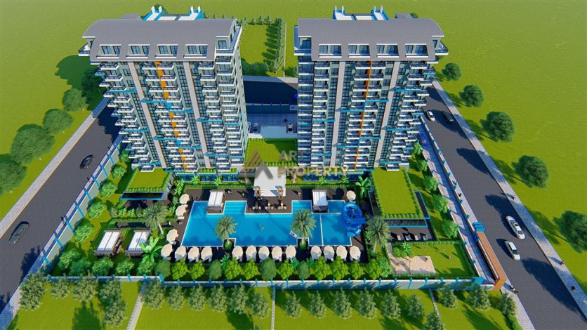 Апартаменты планировки 1+1, 51м2 в ЖК на стадии строительства, район Махмутлар - Ракурс 30