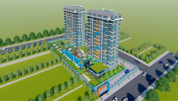 Апартаменты планировки 1+1, 51м2 в ЖК на стадии строительства, район Махмутлар - Ракурс 32