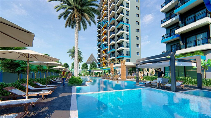 Апартаменты планировки 1+1, 51м2 в ЖК на стадии строительства, район Махмутлар - Ракурс 36