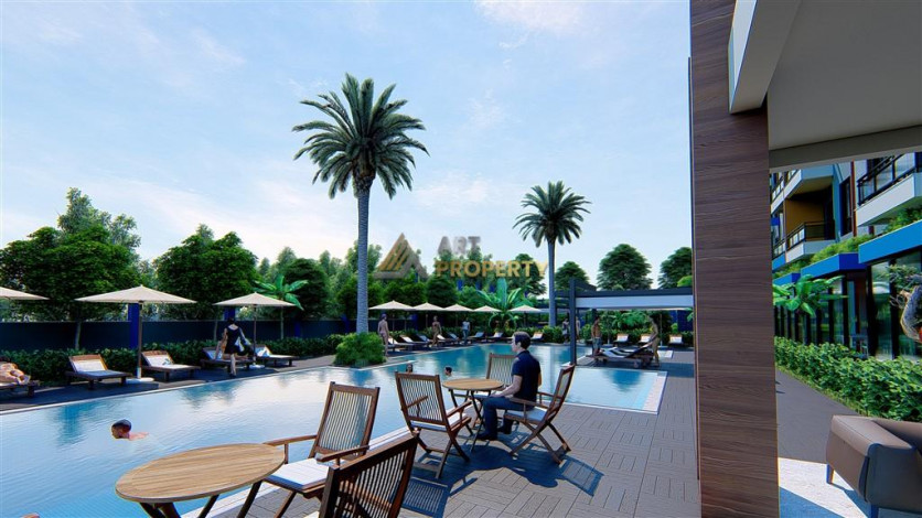 Апартаменты планировки 1+1, 51м2 в ЖК на стадии строительства, район Махмутлар - Ракурс 40