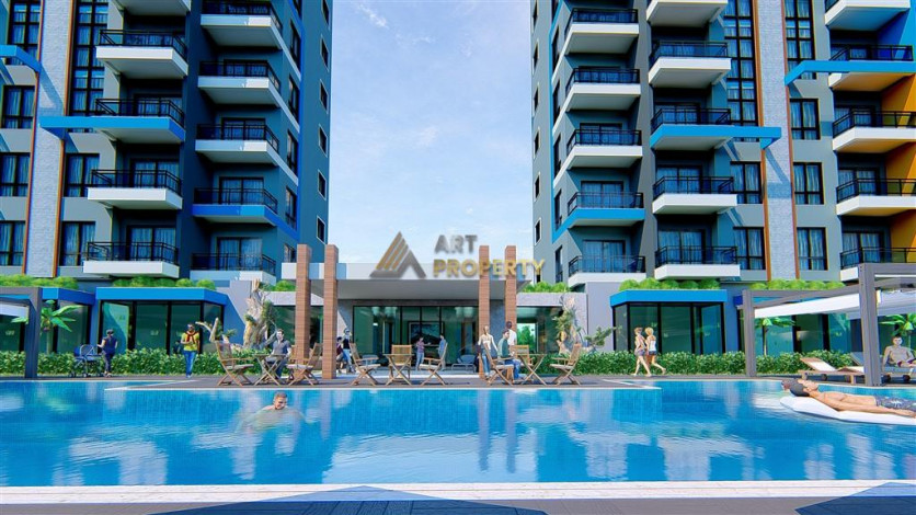 Апартаменты планировки 1+1, 51м2 в ЖК на стадии строительства, район Махмутлар - Ракурс 41