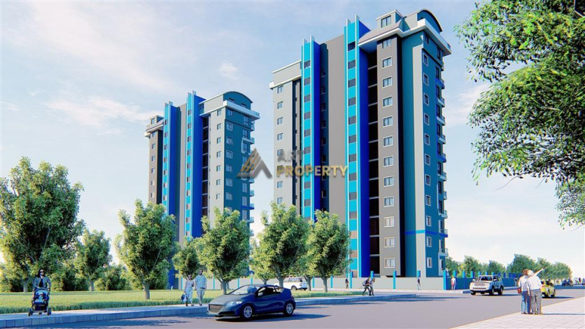 Апартаменты планировки 1+1, 51м2 в ЖК на стадии строительства, район Махмутлар - Ракурс 42