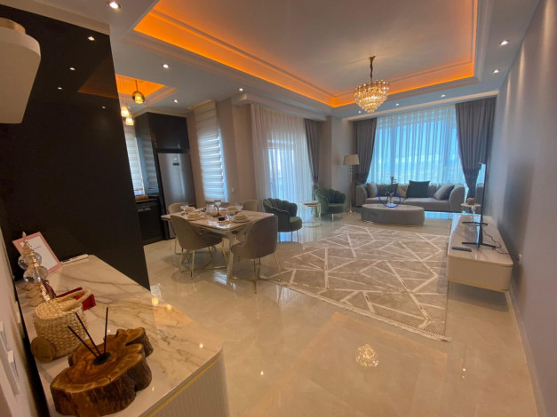 Меблированная квартира планировки 2+1, 130м2 с видом на море в элитном ЖК, район Махмутлар - Ракурс 13