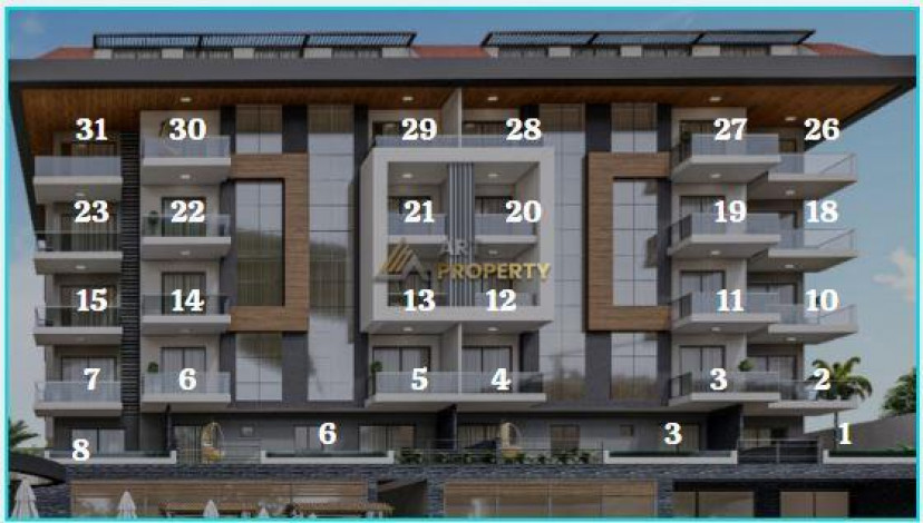 Инвестиционный проект с апартаментами 1+1, 2+1, 3+1, 4+1 в районе Кестель - Ракурс 1